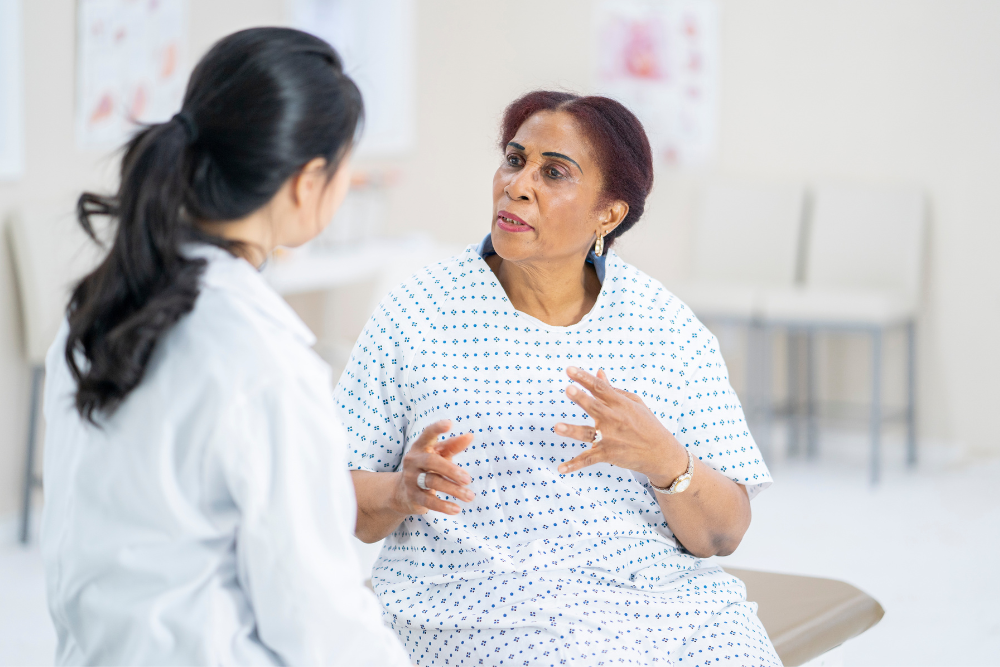 doctor and patient discussing cellulite reduction cost near Alexandria