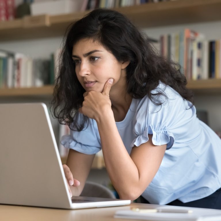 woman researching chemical peels vs CoolPeel near Arlington VA